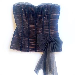 Fabulous Nannette Lepore Tulle Bustier - corset style black & blush - size 2